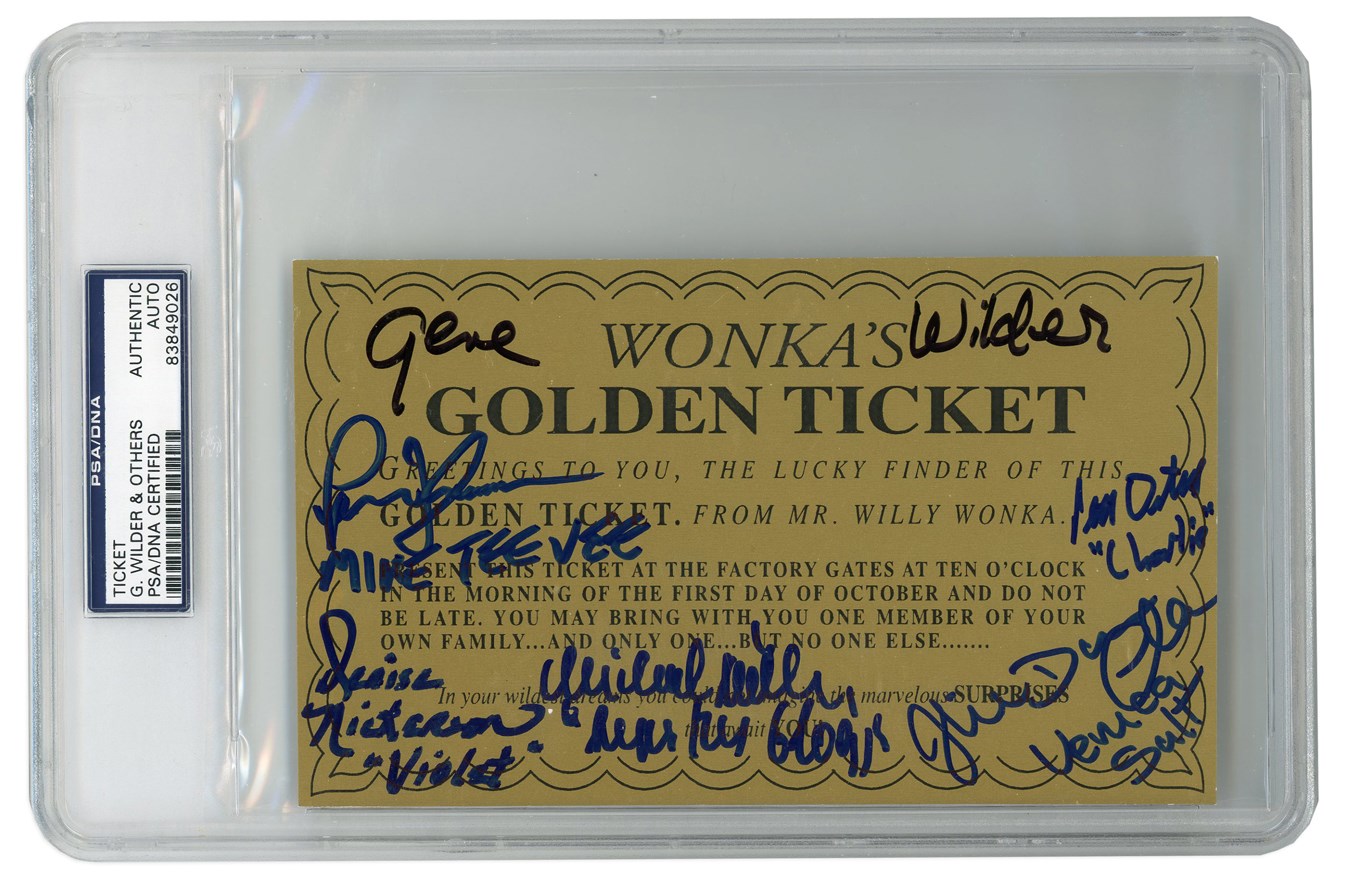 - Willie Wonka Signed Golden Ticket w/Gene Wilder (PSA)