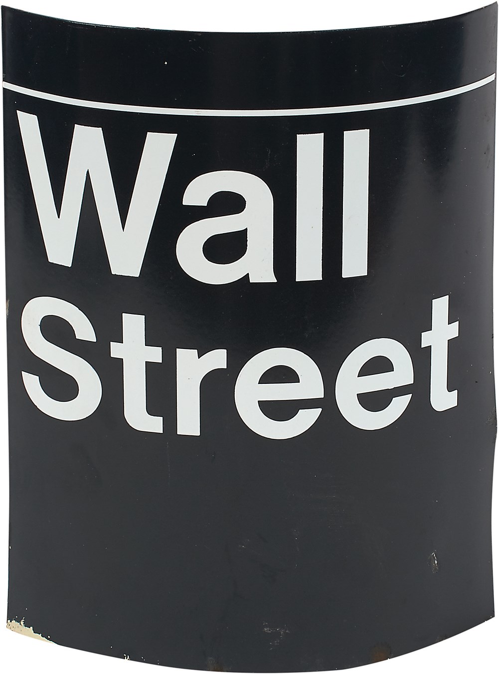 - "Wall Street" Black Porcelain New York City Subway Sign