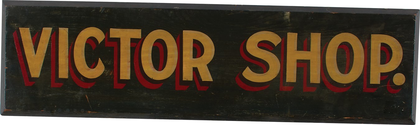 - 1930s RCA Victor Records Handpainted on Wood Advertising Sign