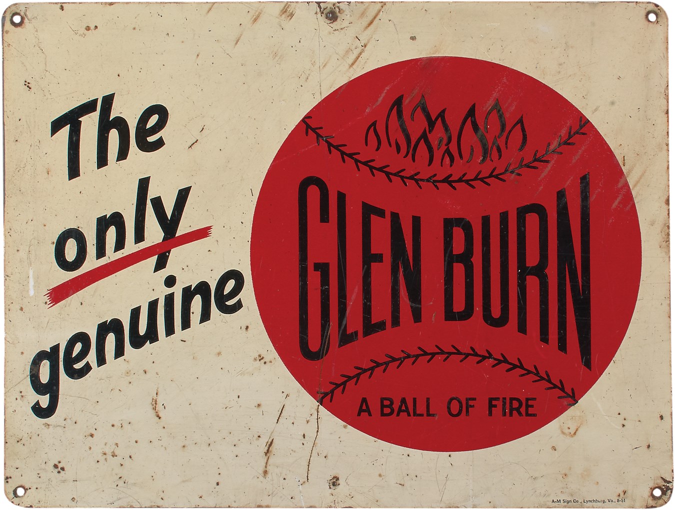- 1951 Glen Burn Coal Mines Baseball Advertising Sign