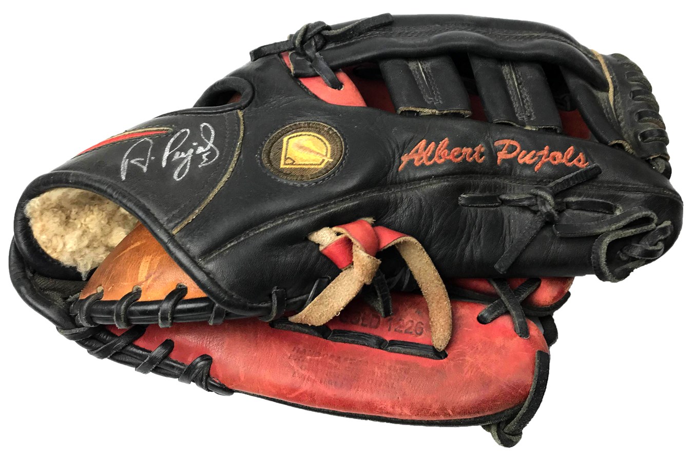 - Circa 2001 Albert Pujols Signed Game Used Rookie Era Glove (PSA)