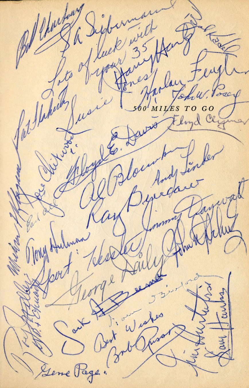 - 1961 "500 Miles to Go" Indianapolis Motor Speedway Signed Book with 300+ Autographs