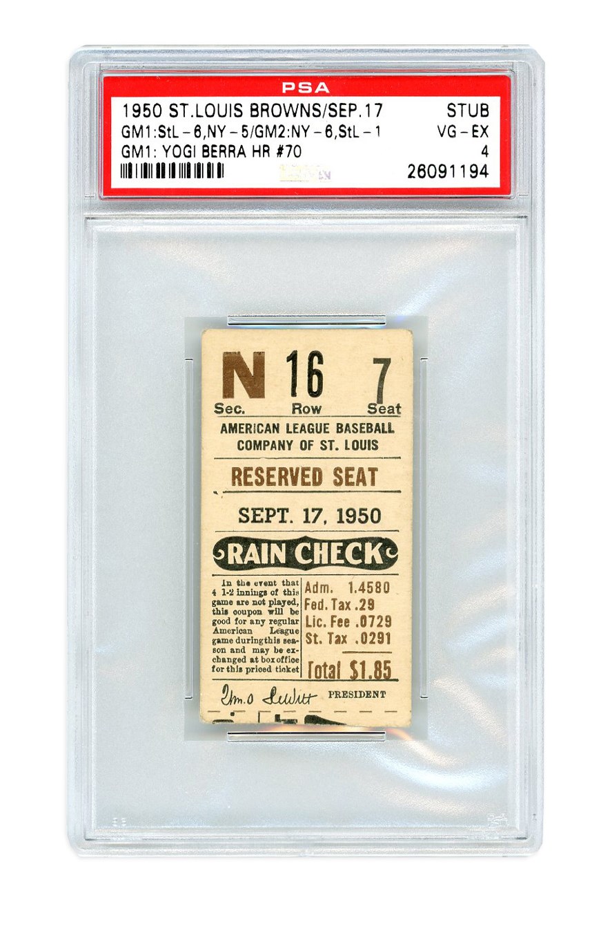 - 1950 Mickey Mantle's First Ever Game as a NY Yankee Ticket (PSA4) - One of Three Known