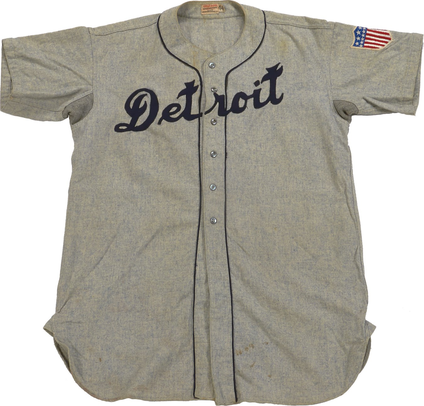 - 1945 World Champion Detroit Tigers Uniform with WWII Memorial Patch - Two No-Hitters!