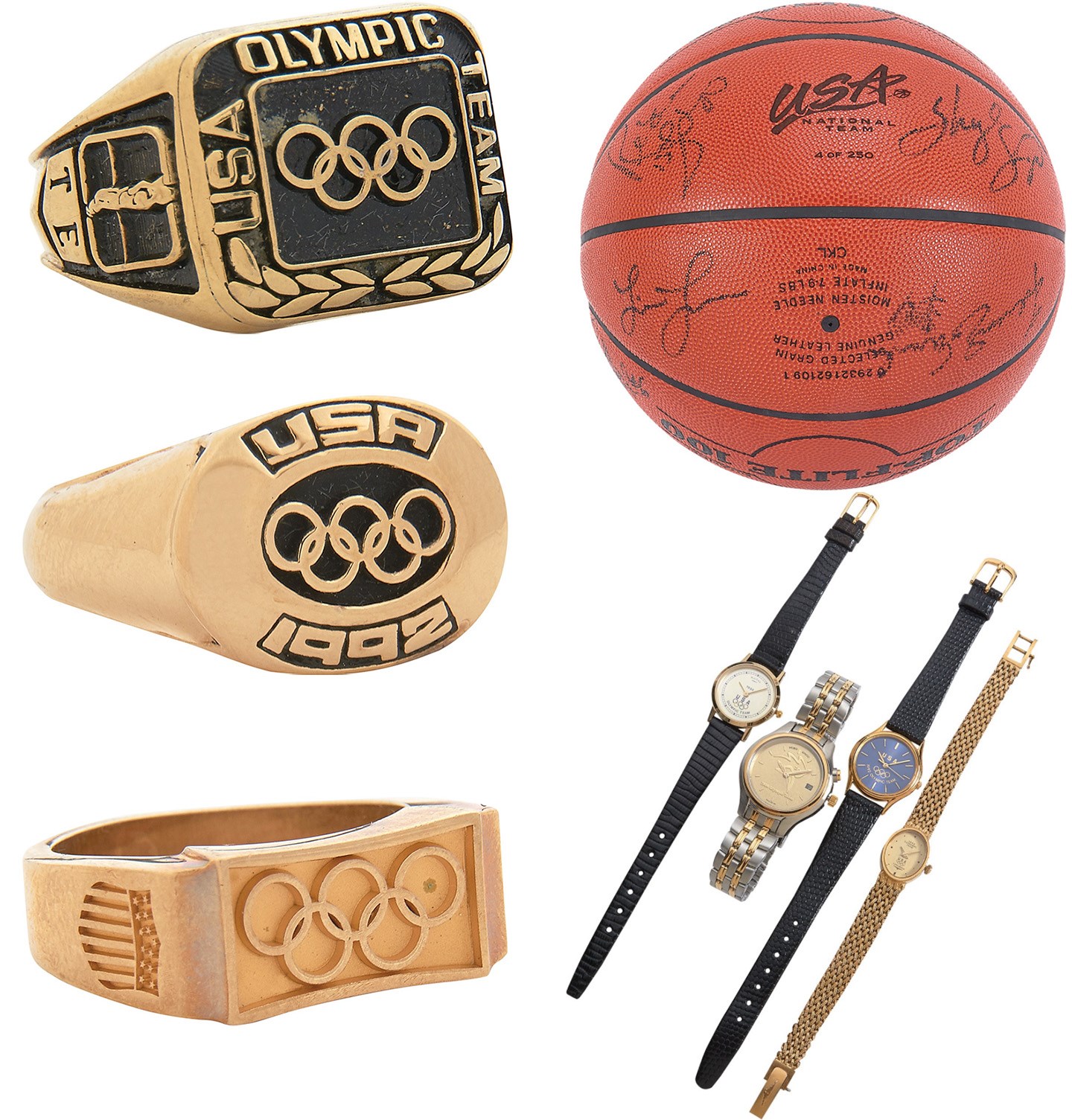The Teresa Edwards Collection - Teresa Edwards USA Basketball Olympic Watches, Team-Signed Basketball & Presentation Rings (Four-Time Gold-Medalist)