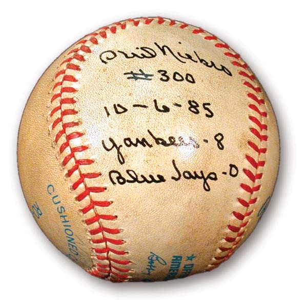 1985 Phil Niekro 300th Win Game Used Baseball