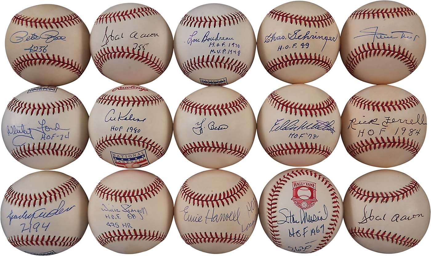 Hall of Fame Signed Baseball Collection with Unique Inscriptions (80)