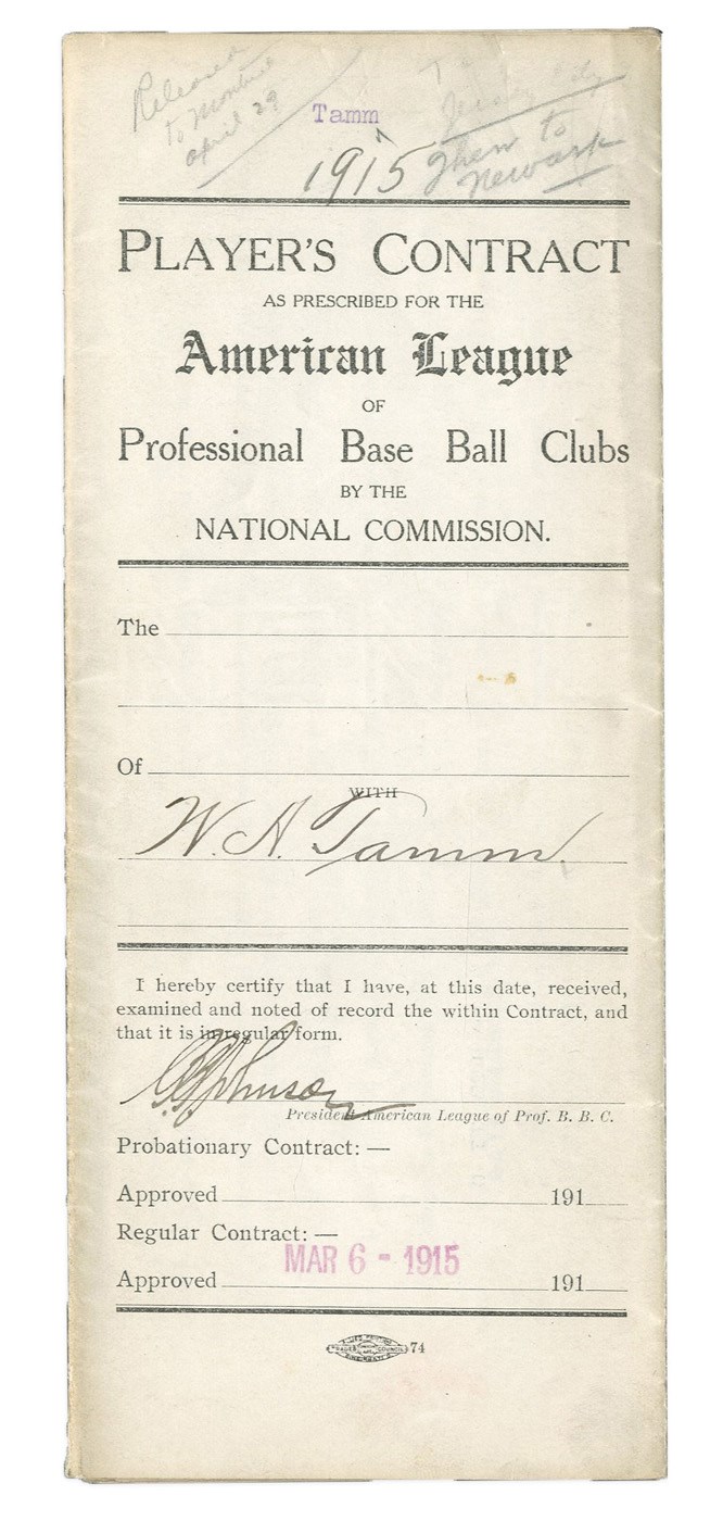 - 1915 Joseph J. Kelley New York Yankees Signed Contract (PSA)