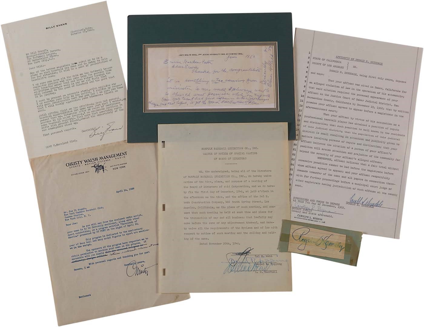 - 1940s-70s Baseball Legends Handwritten Letter & Autograph Collection with Rarities (25+)