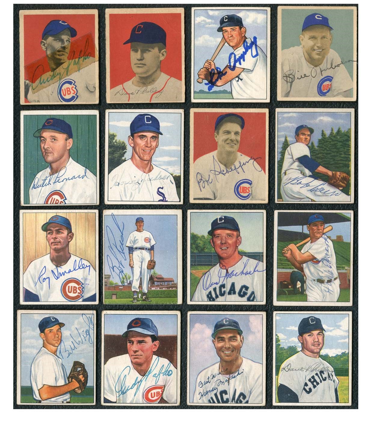 Baseball Autographs - 1933-52 Chicago Cubs & White Sox Goudey, Diamond Star & Bowman Signed Card Collection (101)