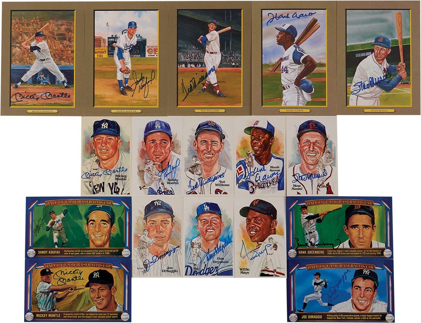 Baseball Autographs - 1980-2001 Perez-Steele Hall of Fame Postcard and Great Moments Complete Sets (7) with 244 Signed HOFer Cards