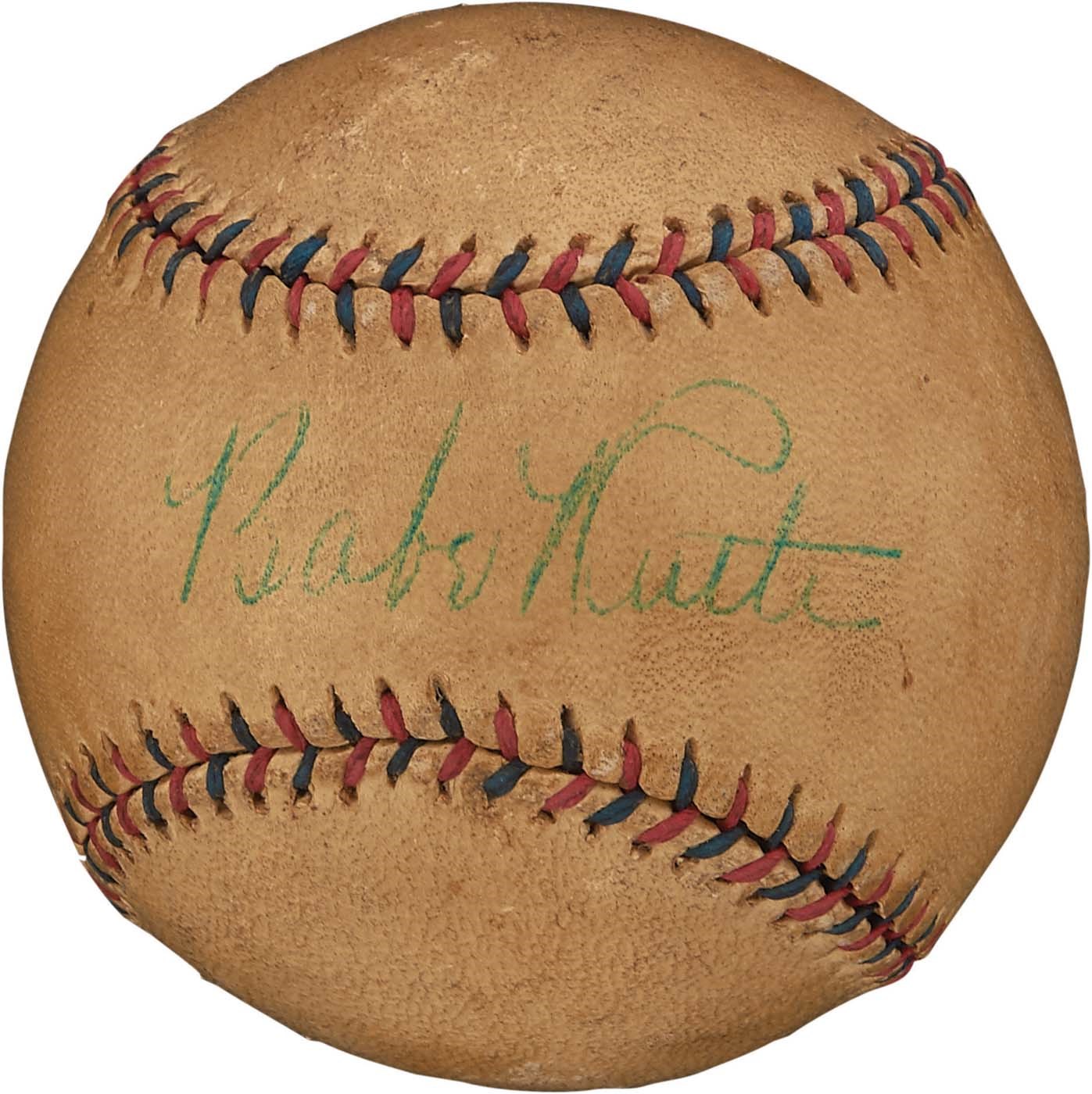 Ruth and Gehrig - 1928-32 Babe Ruth Single-Signed Baseball (PSA)