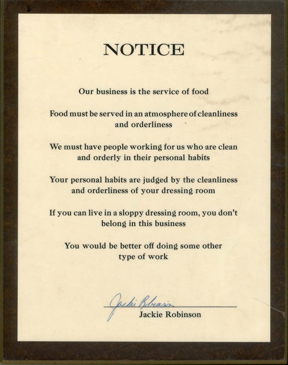 1950s Jackie Robinson Signed Chock Full O' Nuts Plaque that Hung in NY Restaurant (PSA)