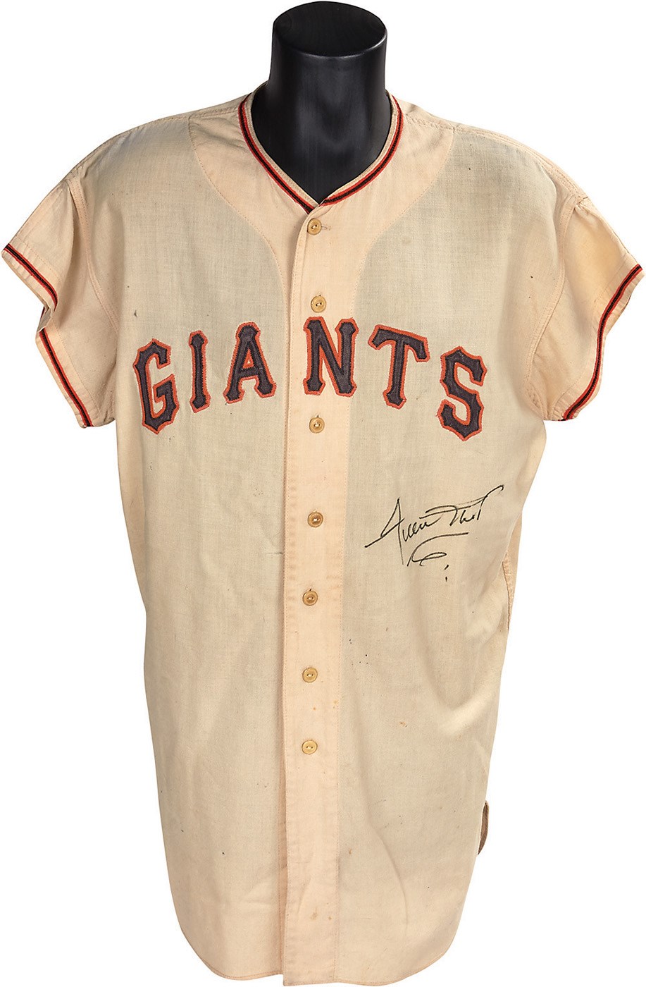 - 1957 Willie Mays New York Giants Game Worn Jersey from His Last Game at the Polo Grounds (MEARS 8)