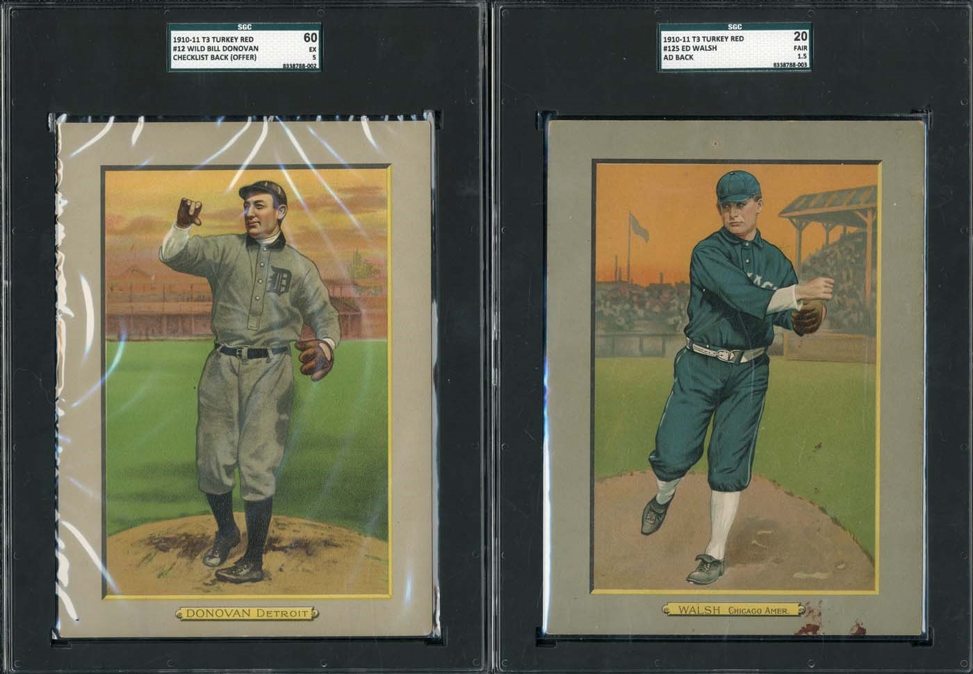 - 1910-11 T3 Turkey Red SGC Graded Collection of (6) with Ed Walsh Ad Back