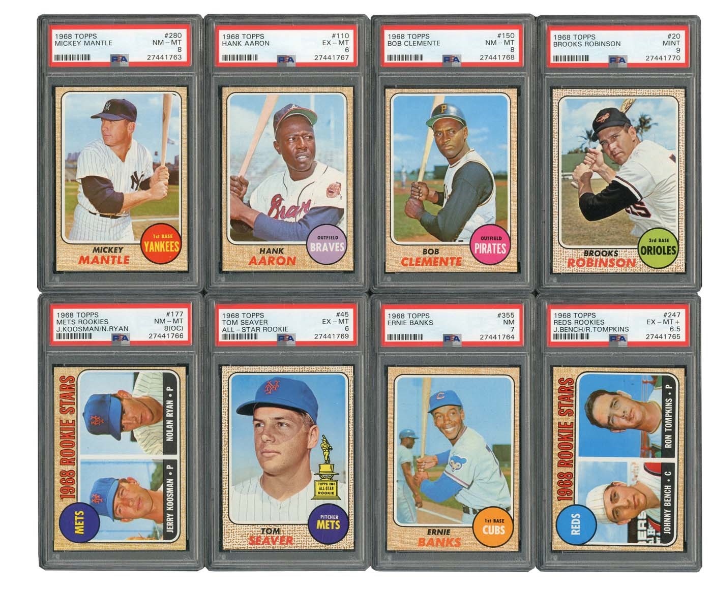 1968 Topps HIGH GRADE Complete Set of 598 Cards with (6) PSA Graded