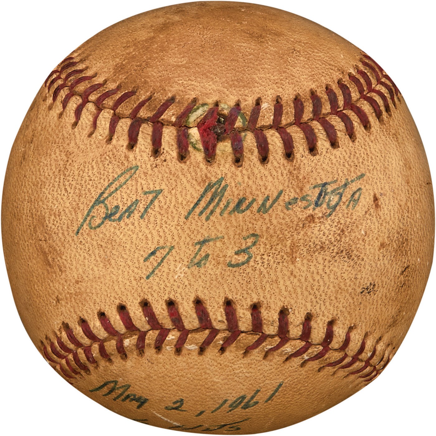 Mantle and Maris - 1961 Roger Maris Game Ball from Home Run #2 (ex-Bob Turley Collection)