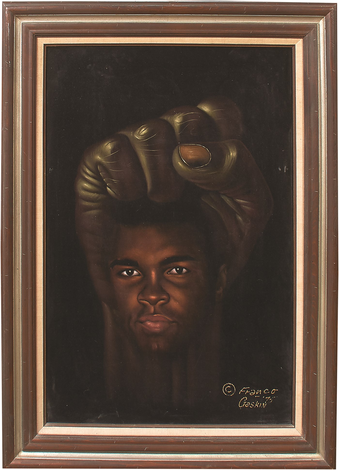 Muhammad Ali & Boxing - Exceptional Muhammad Ali "Power of the People" Oil on Black Velvet Painting - Presented to Ali by the Artist