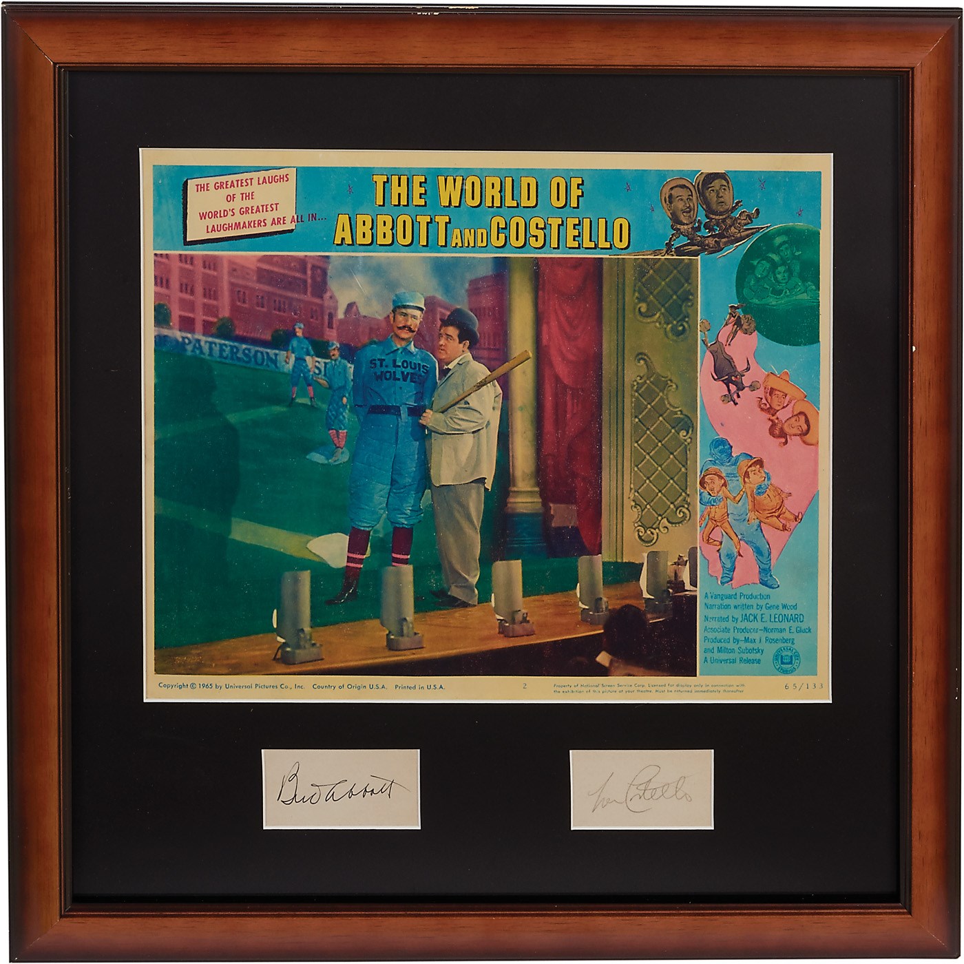 Abbott & Costello Signed "Who's On First" Autograph Display (JSA)