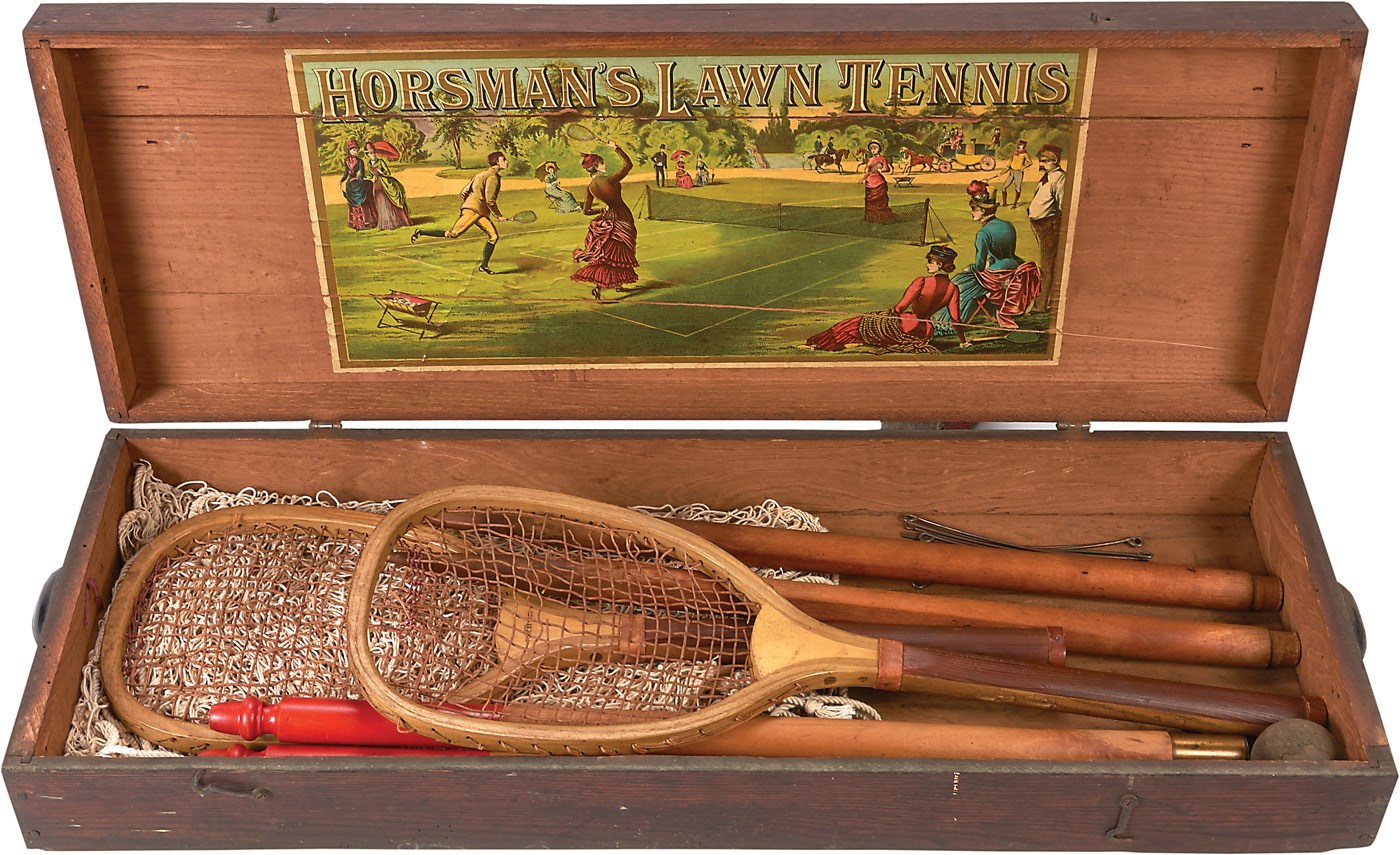 Olympics and All Sports - Splendid "Horseman's" 1880s Lawn Tennis Set In Original Box