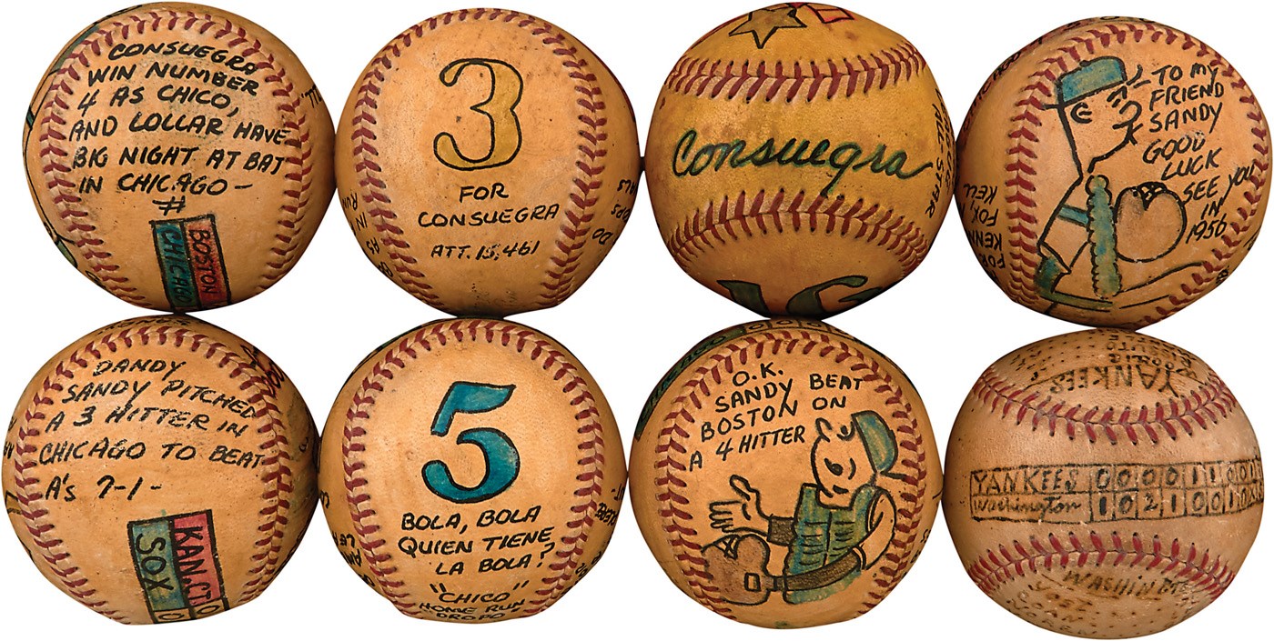Sports Fine Art - 1950s Sandy Consuegra Painted Baseballs Collection of 8