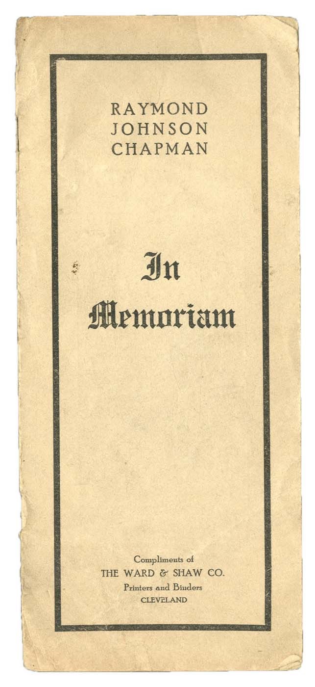 Tickets, Publications & Pins - 1920 Ray Chapman Funeral Program