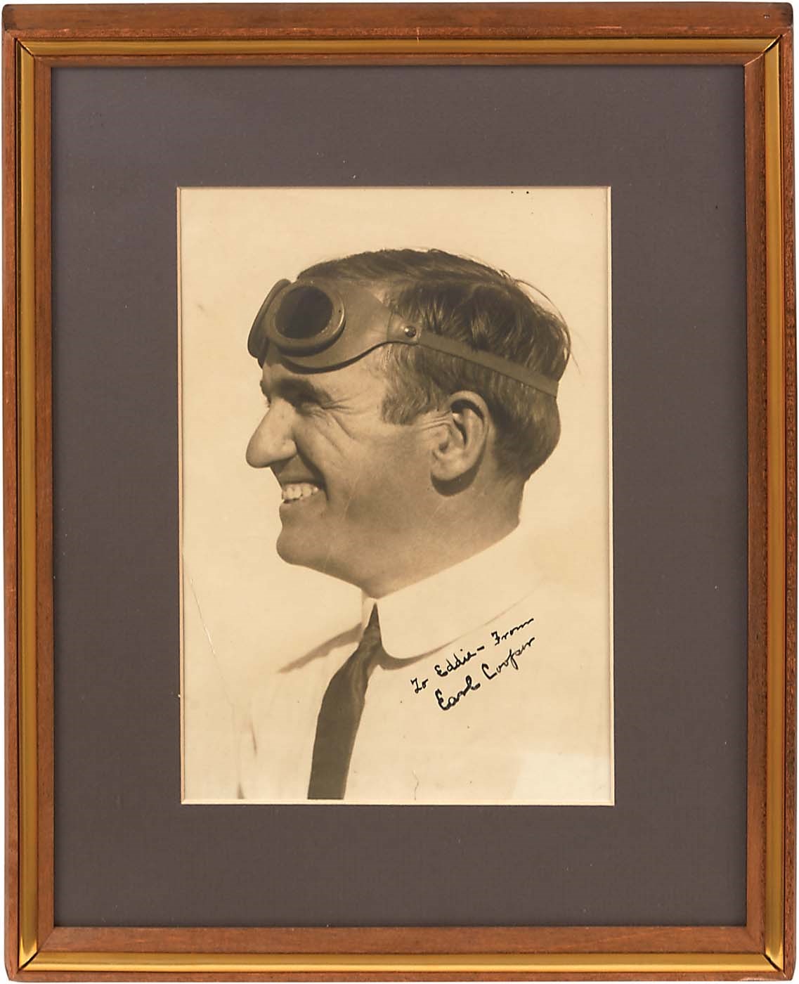 - 1930s Earl Cooper Signed Photograph to Eddie Rickenbacker (ex-Rickenbacker Estate) (PSA)