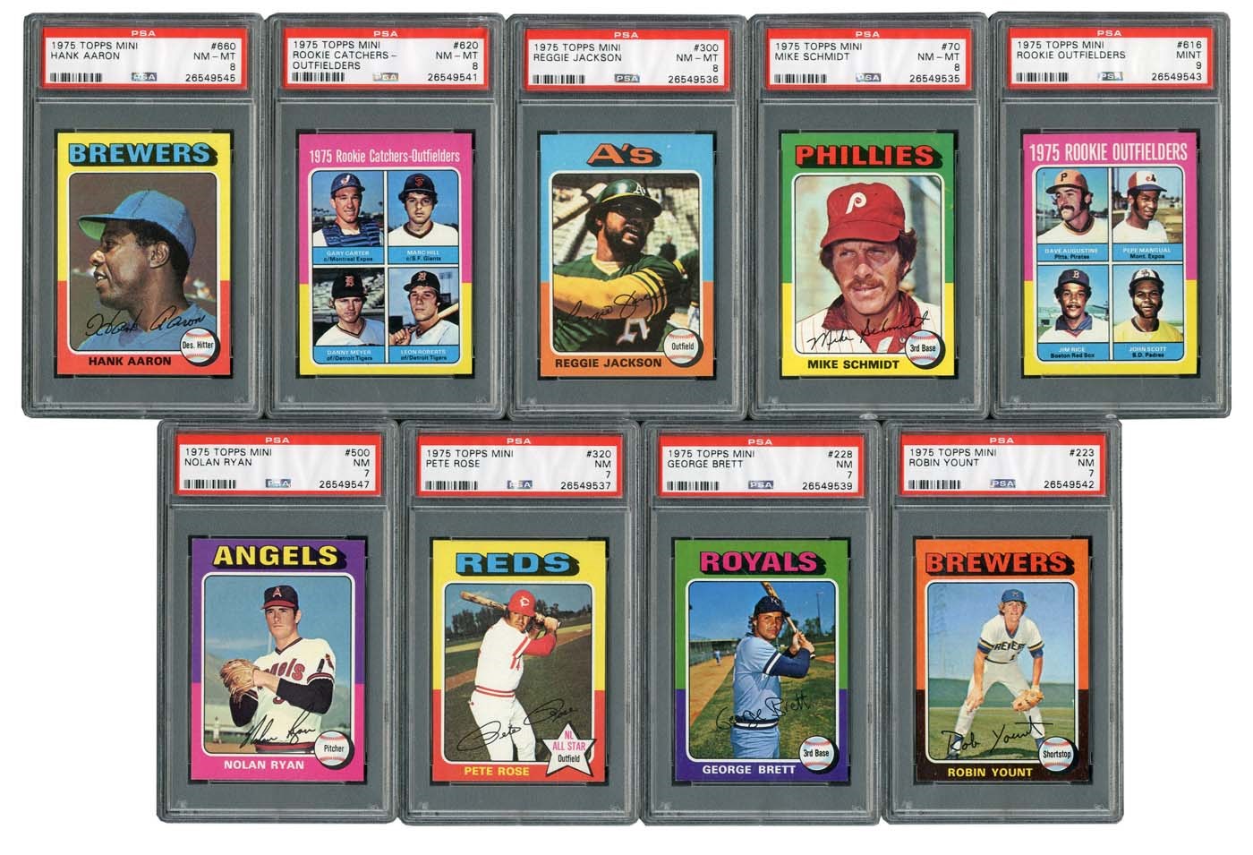 - 1975 Topps Mini VERY HIGH GRADE Complete Set with (9) PSA Graded