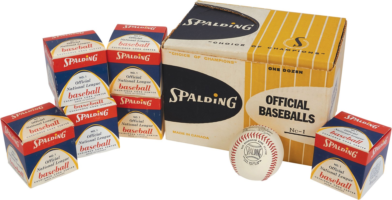 Baseball Equipment - Scarce 1969 Spalding Warren Giles "Canadian" ONL Mint In Box Baseballs (8)