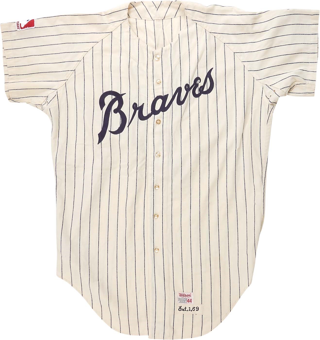 Baseball Equipment - Clete Boyer 1969 Atlanta Braves Home Pinstripe - "Morgana" Kissing Bandit Jersey