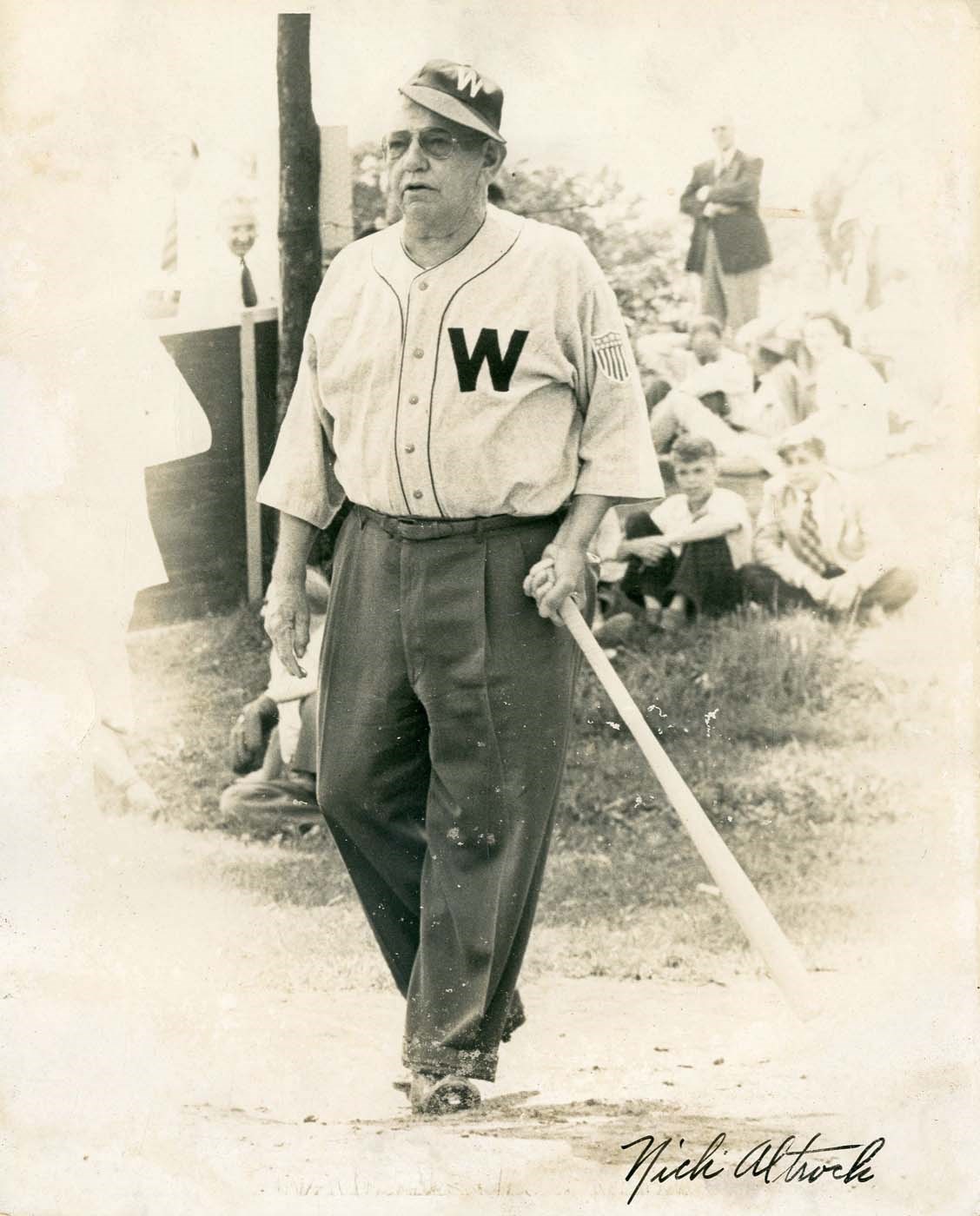 Baseball Autographs - WWII Era Nick Altrock Signed Photo as Washington Senator (PSA)
