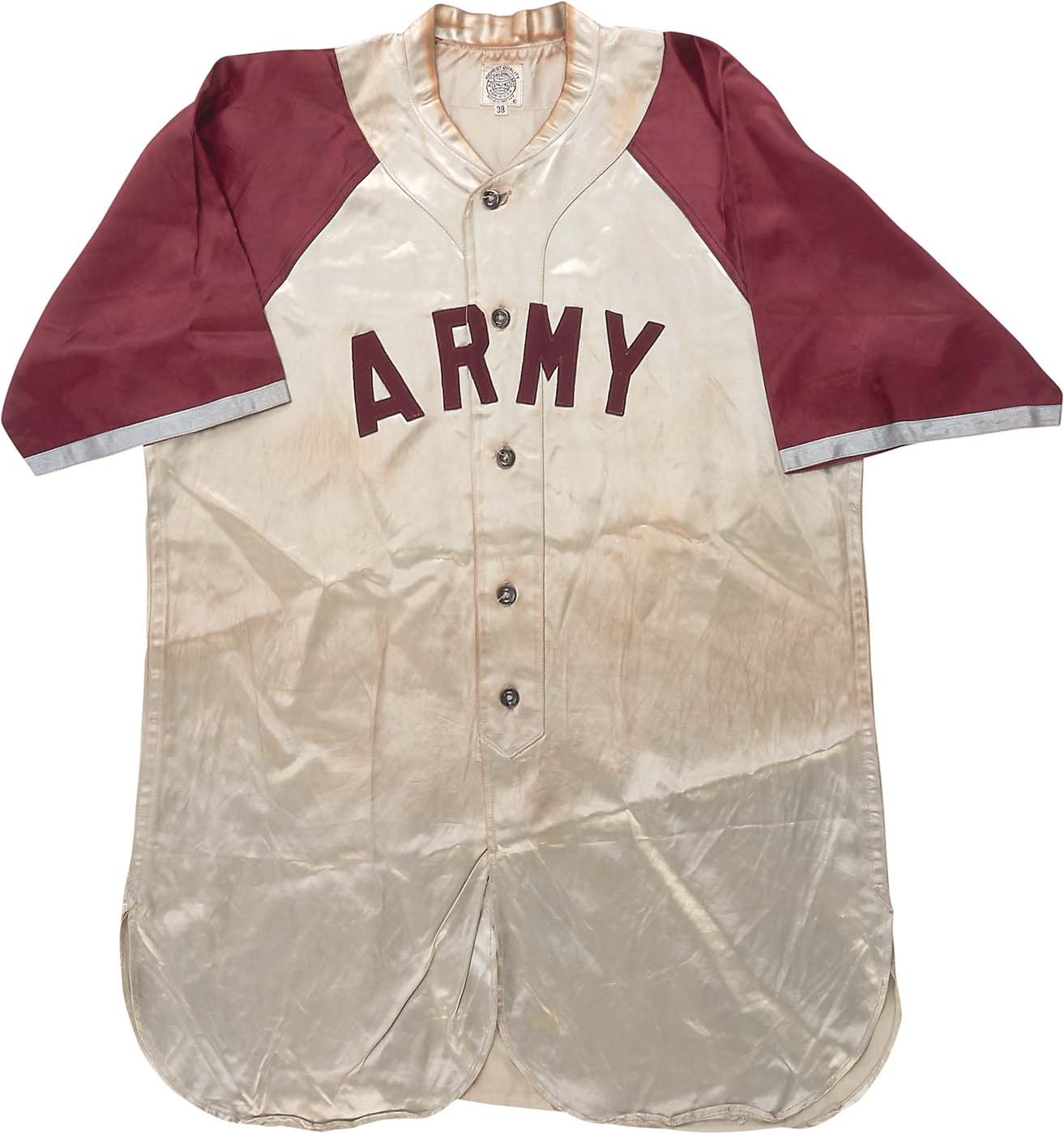 Baseball Equipment - 1940s U.S. Army "Night Game" Satin Baseball Jersey & Cap