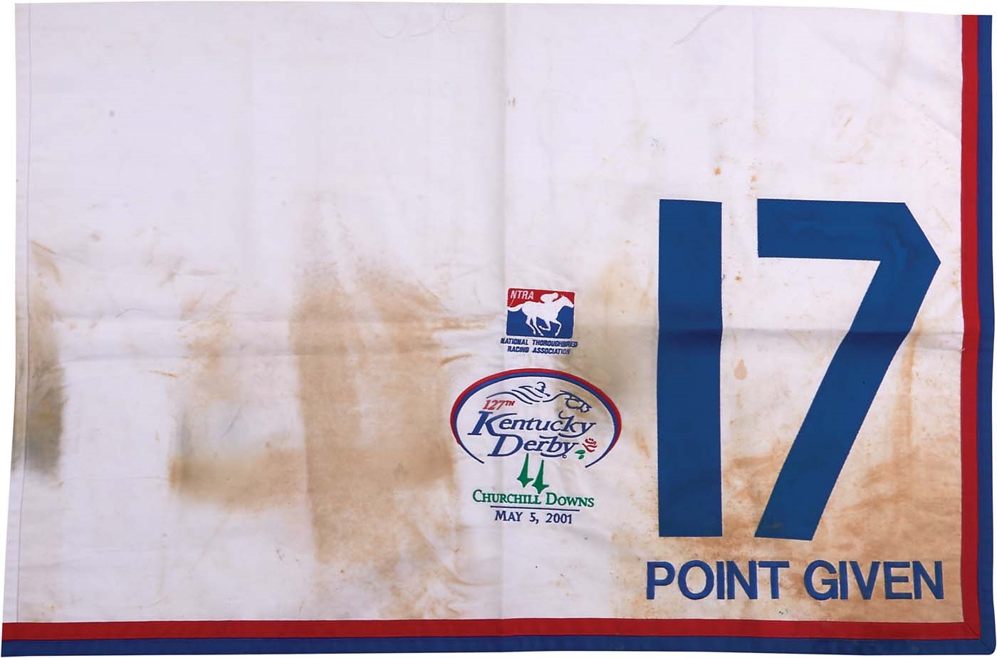 - 2001 Point Given Kentucky Derby Race Worn Saddle Cloth - Photo-Matched (Magali Farms LOA)