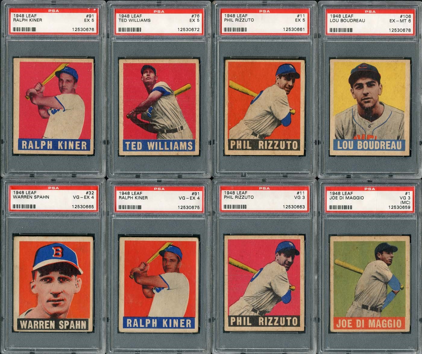 1948 Leaf PSA Graded Collection of (8) with DiMaggio and Williams!