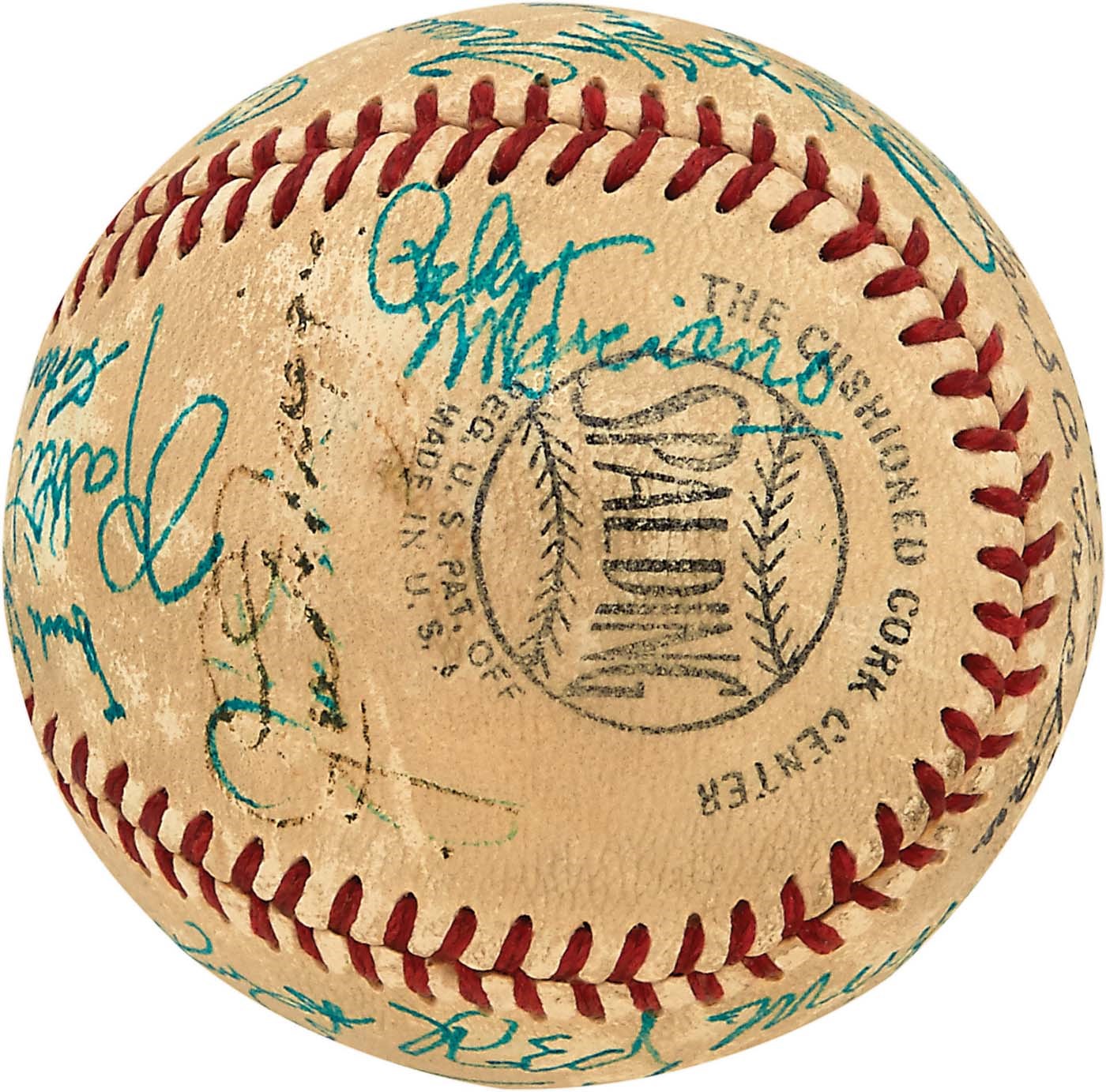 Baseball Autographs - 1940s-50s Rocky Marciano & Sports Legends Signed Baseball (JSA)
