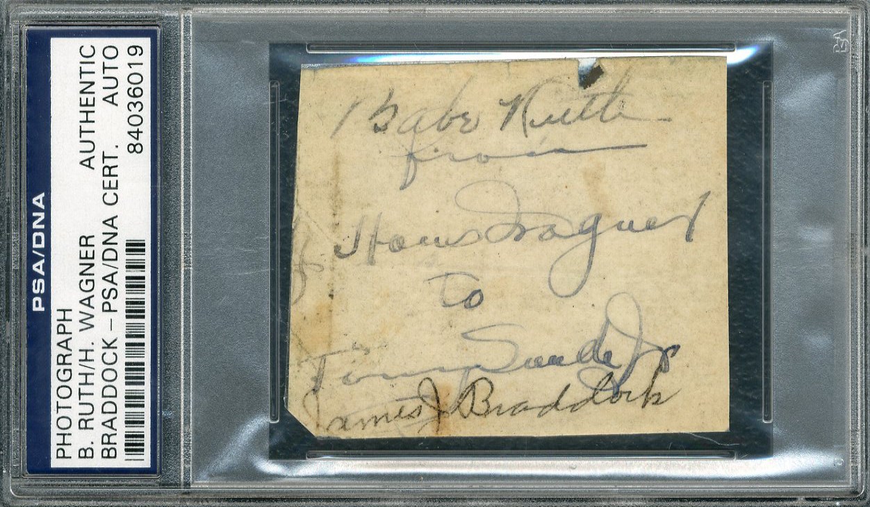 Baseball Autographs - Circa 1937 Babe Ruth, Honus Wagner & James Braddock Signed Photo by Thomas Sande (PSA)