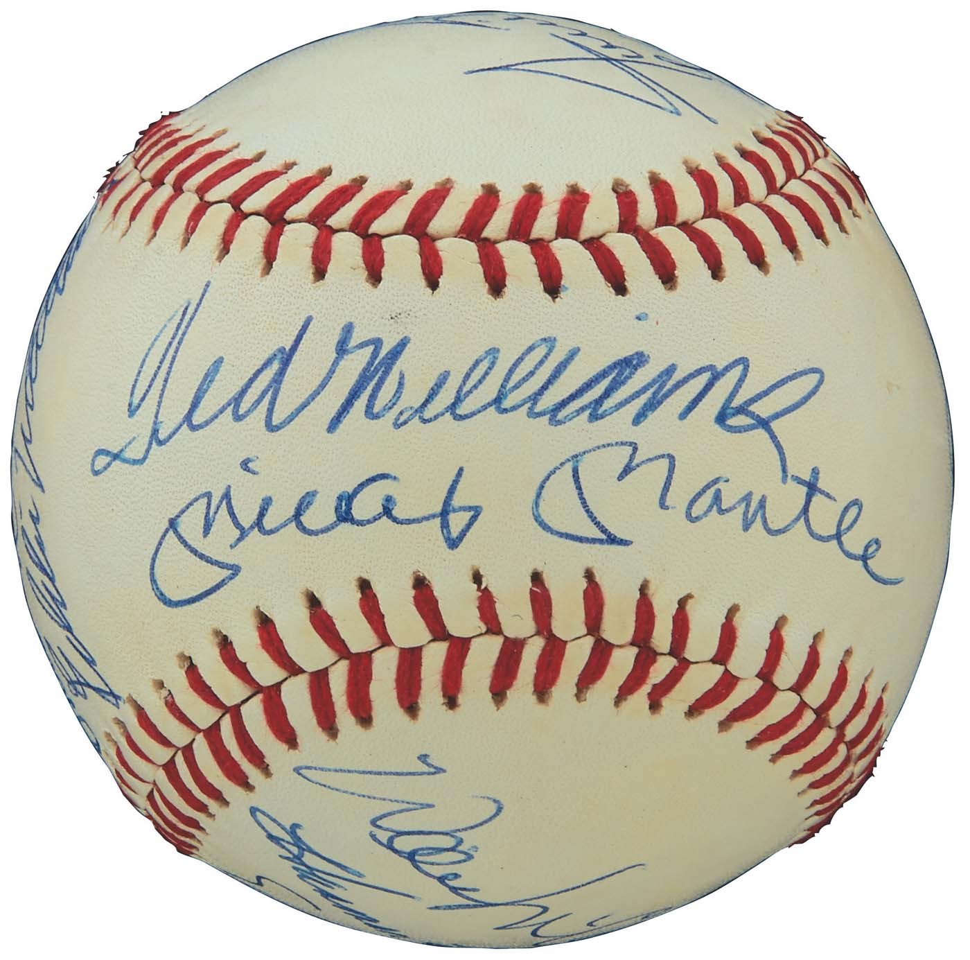 Baseball Autographs - 500 Home Run Club Signed Baseball w/Mantle & Williams (PSA NM-MT+ 8.5)