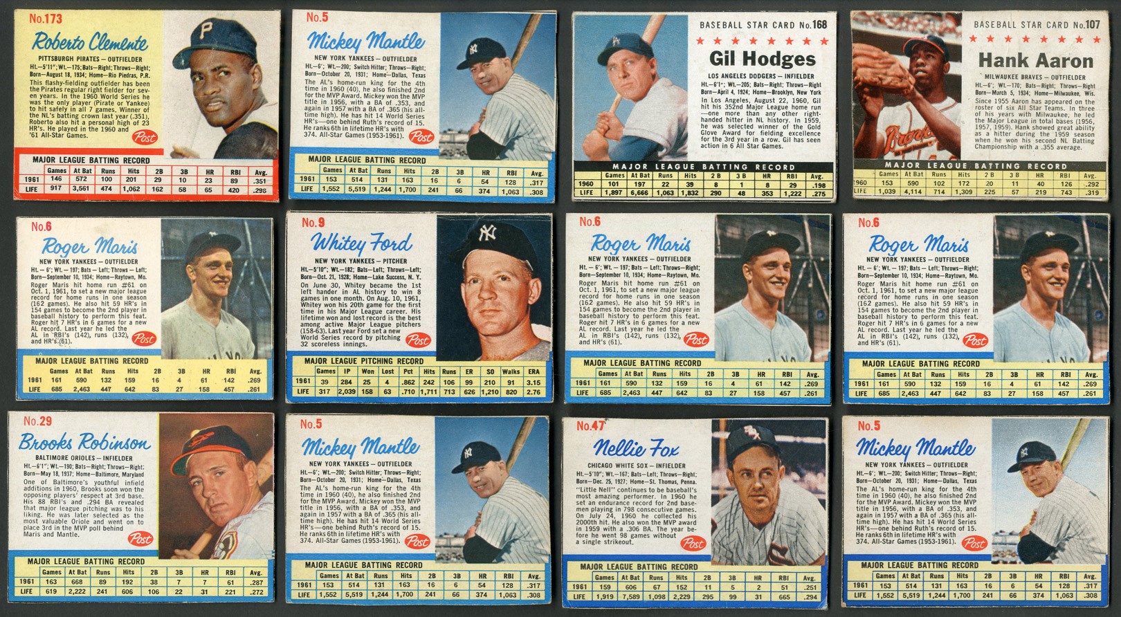 - 1960s Fleer and Post Collection including 1963 Fleer Complete Set