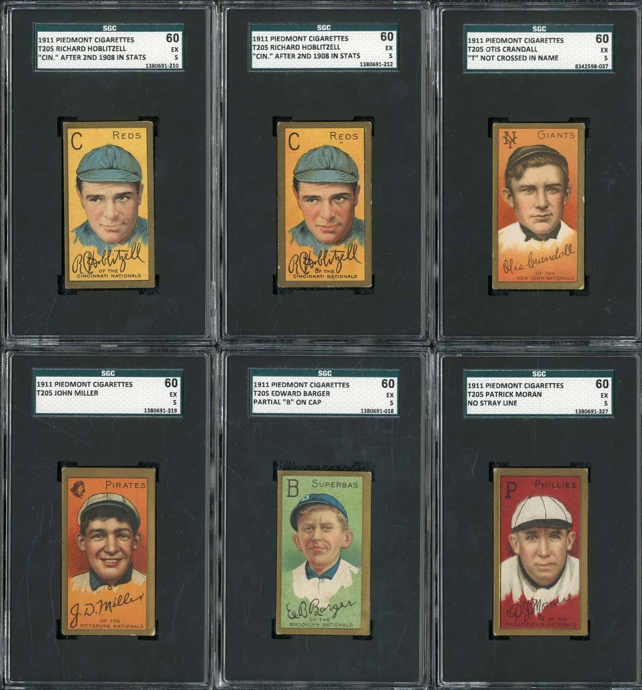 1911 T205 Collection of (12) Cards - all SGC Graded EX 60