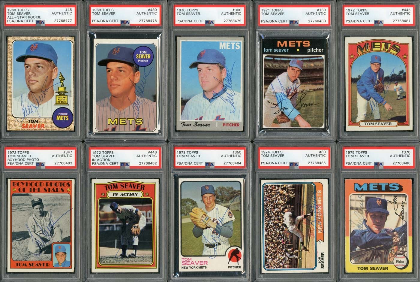 1968-1979 Topps Tom Seaver Signed Card Collection (13) with 1969! - PSA/DNA
