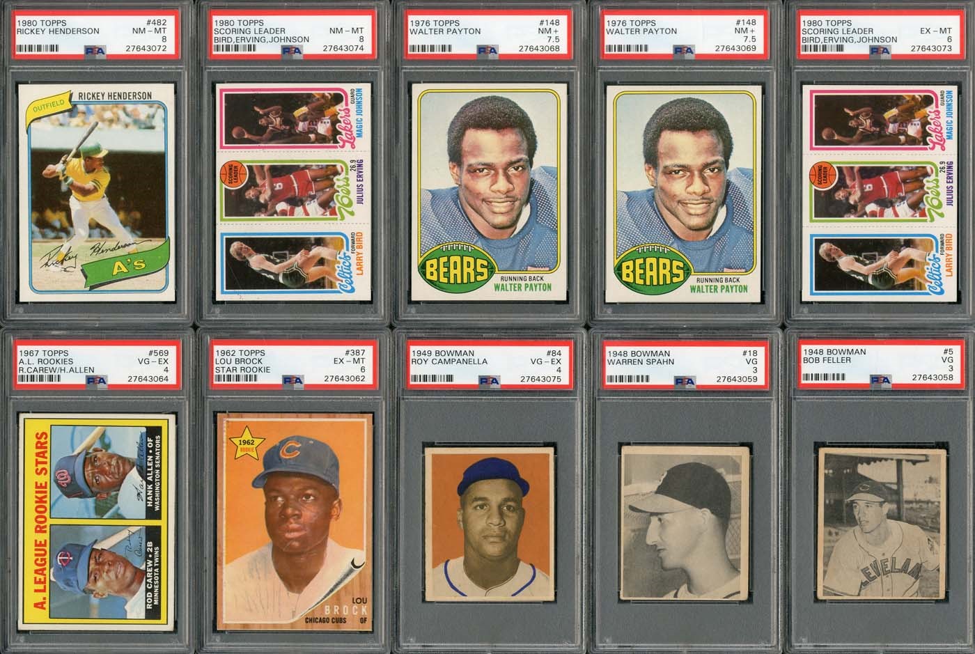 1948-1980 Topps and Bowman Multi-Sport PSA Graded Rookie Card Collection