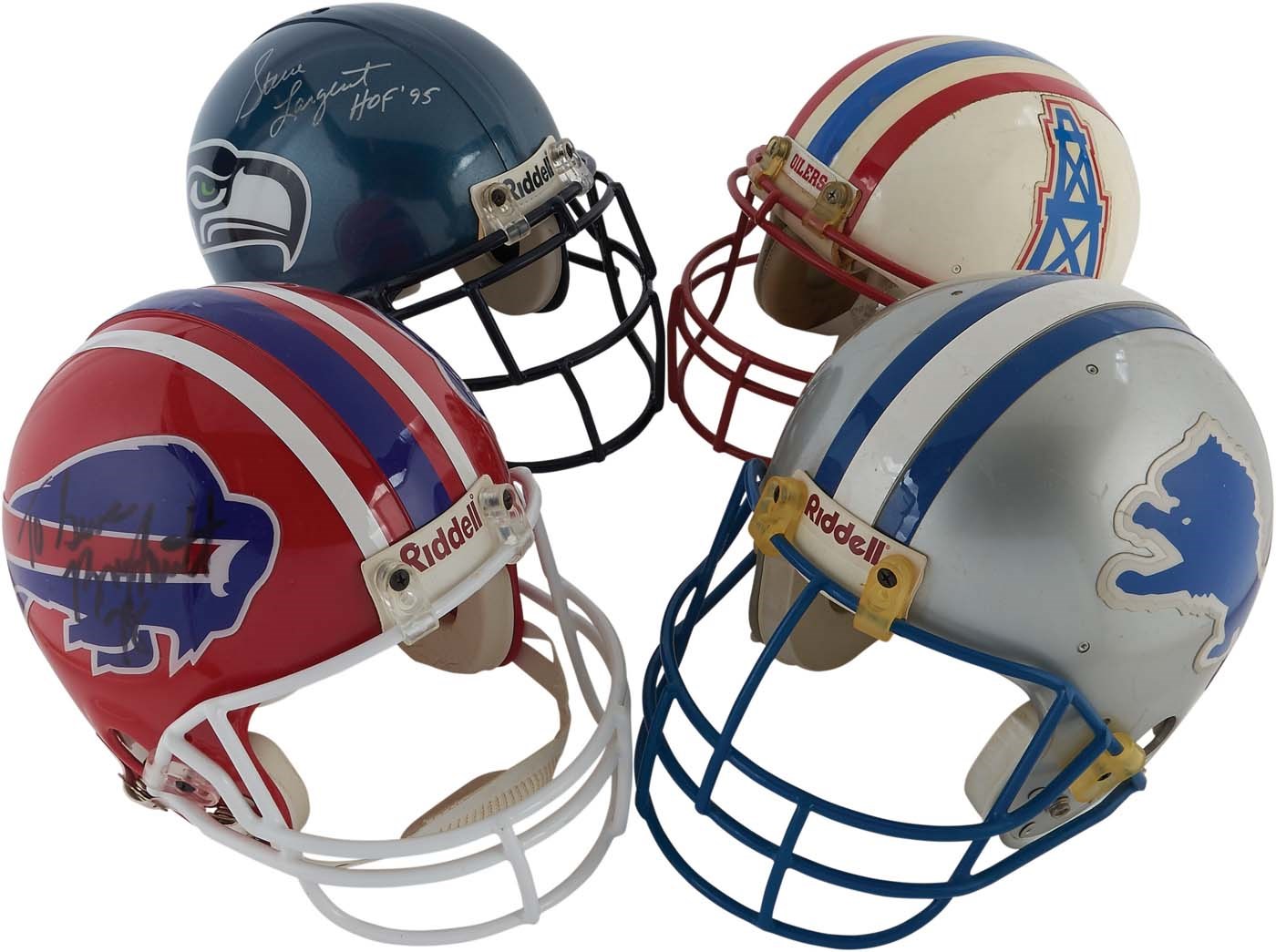 Professional Model Football Helmets with Steve Largent and Bruce Smith Signatures (4)