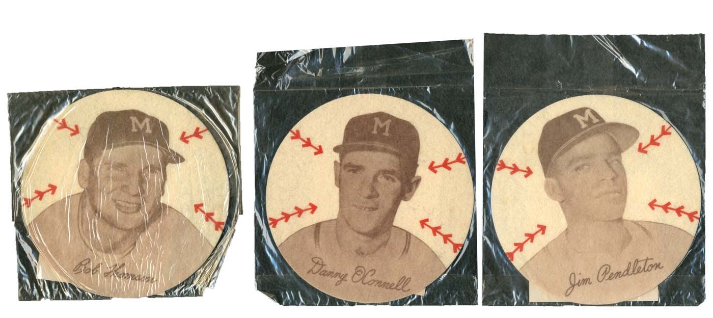 - 1954 Preferred Products Milwaukee Braves Felts In Unopened Packs