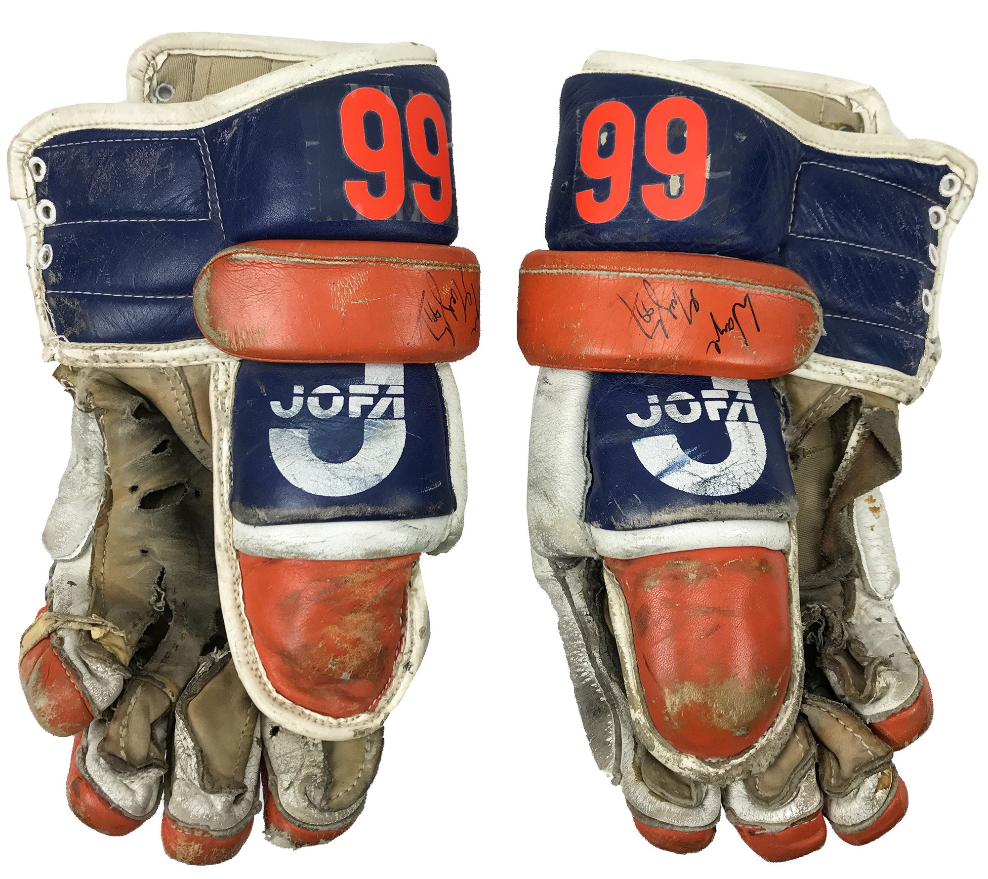 Circa 1983 Wayne Gretzky Signed Game Worn Edmonton Oilers Gloves (PSA)