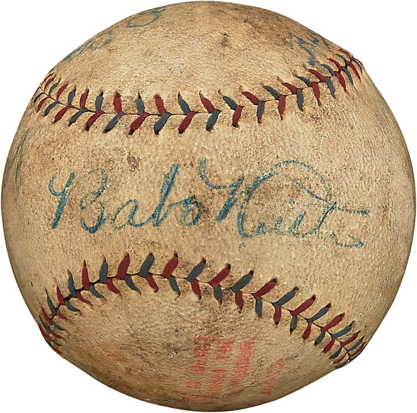 1927 Bustin' Babe's & Larrupin' Lou's Dual Signed Barnstorming Used Baseball (PSA & SGC)