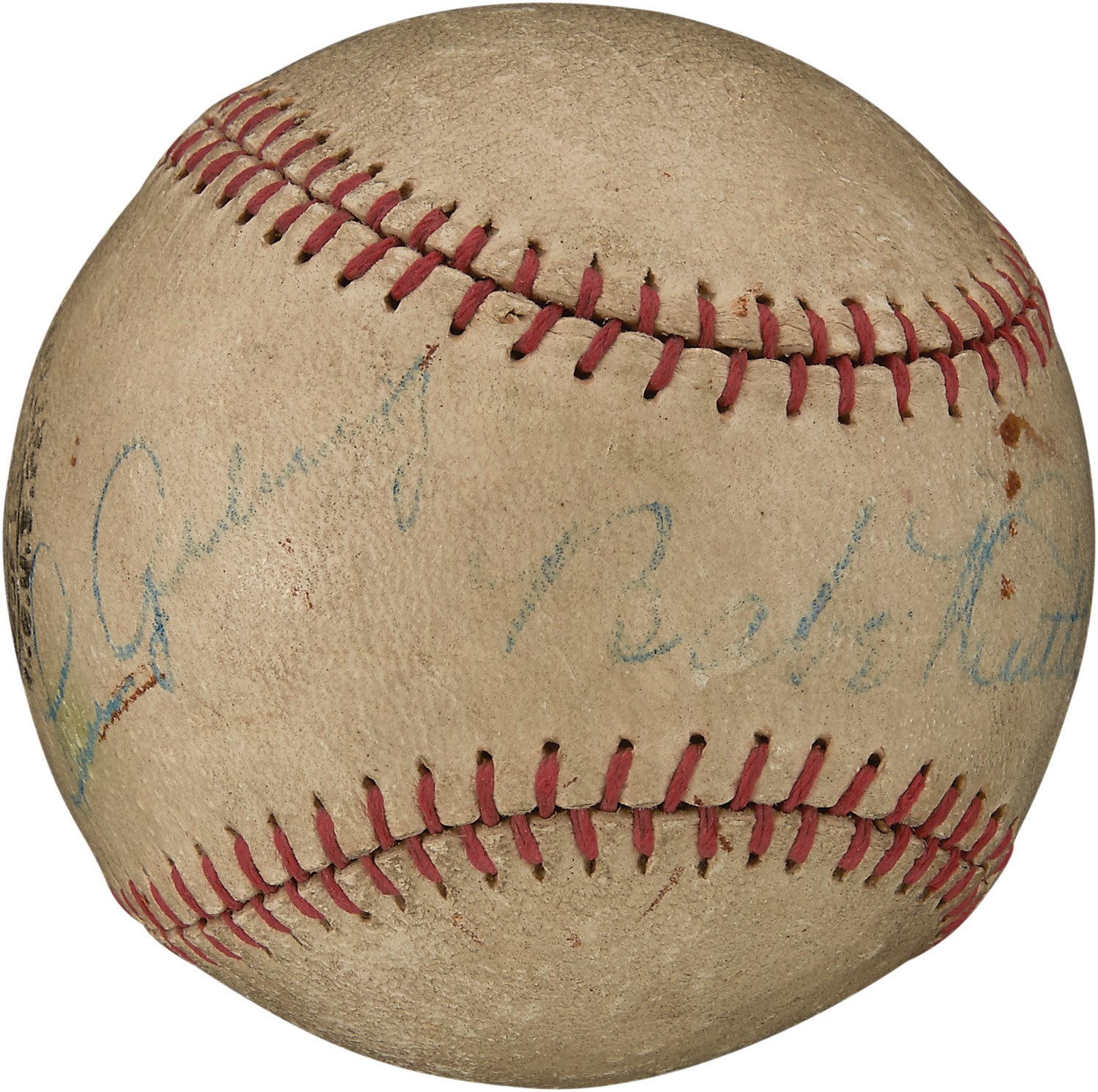 Ruth and Gehrig - Circa 1930 Babe Ruth & Lou Gehrig Side-by-Side Dual Signed Baseball (PSA & SGC)