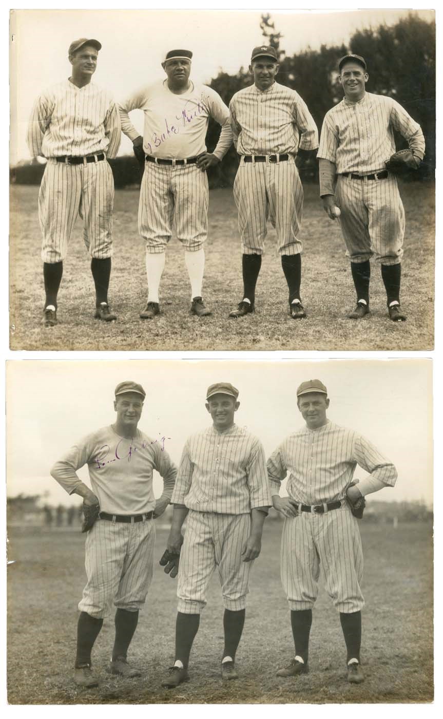Ruth and Gehrig - Circa 1929 Yankees Multi-Signed Photographs w/Ruth & Gehrig (PSA)