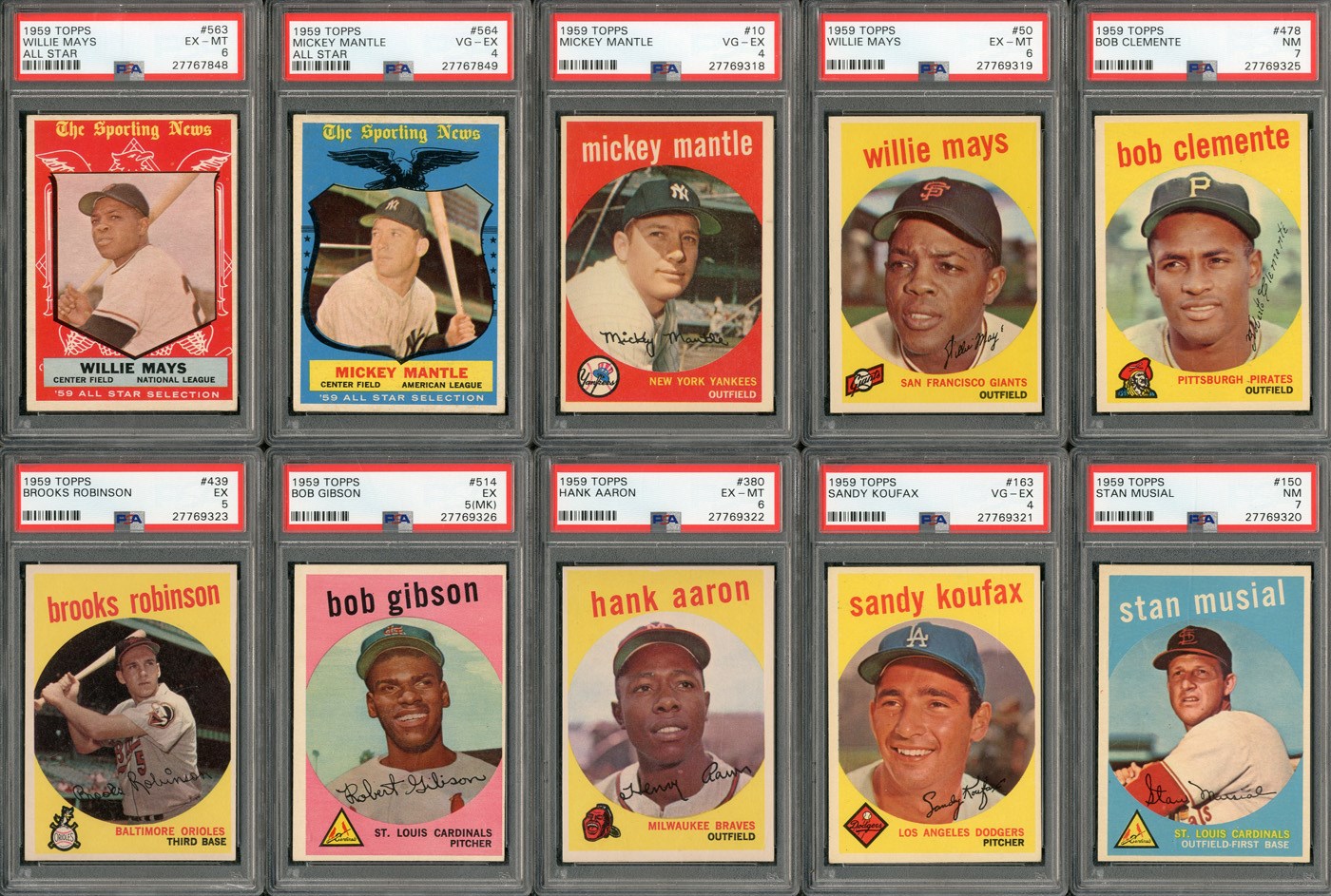 - 1959 Topps Complete Set of (572) Cards with (11) PSA Graded
