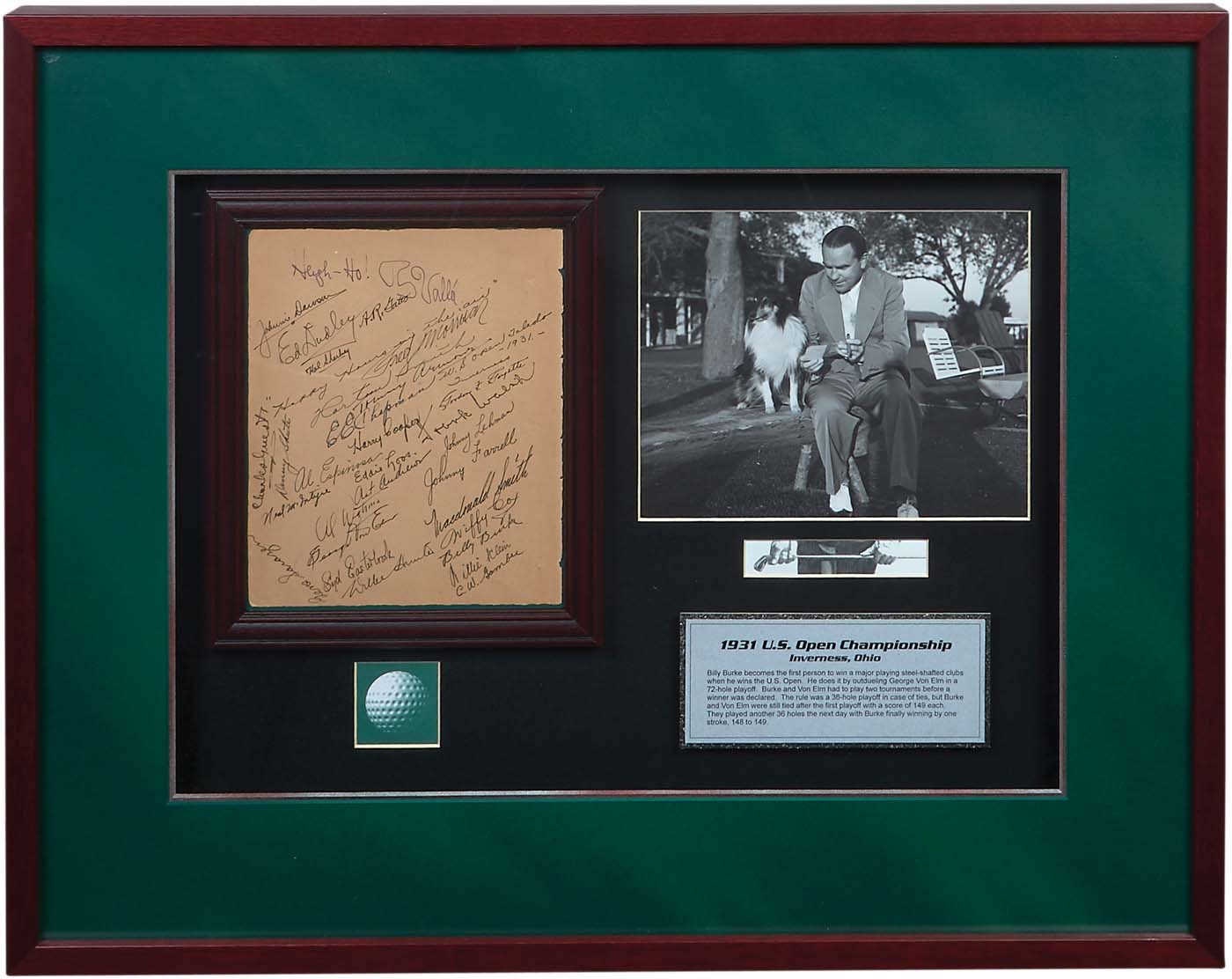 Olympics and All Sports - 1931 US Open Participants Signed Display w/Horton Smith - 30+ Signatures (PSA & SGC)
