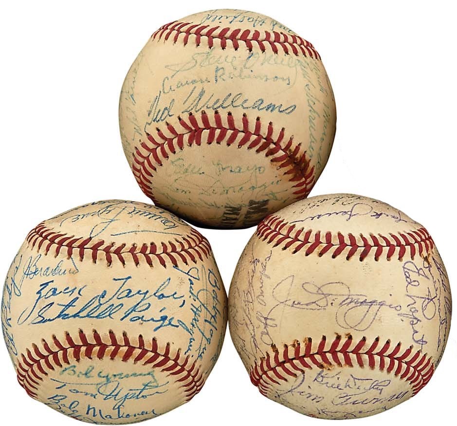 Baseball Autographs - 1951 World Champion Yankees, Red Sox & Browns Team-Signed Baseballs w/Paige, DiMaggio, Williams (PSA)